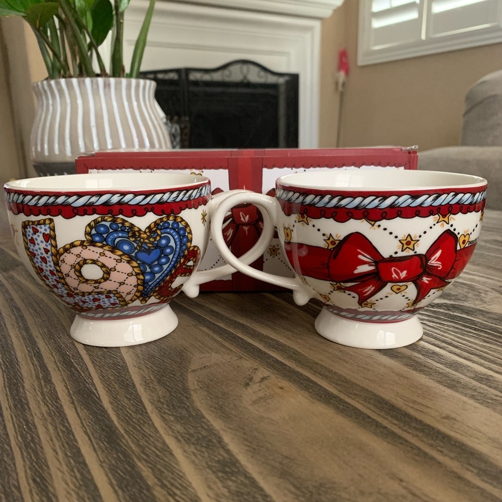 Brighton Set of 2 Large Tea Coffee Cups Festive VIP Gift LOVE New in Box